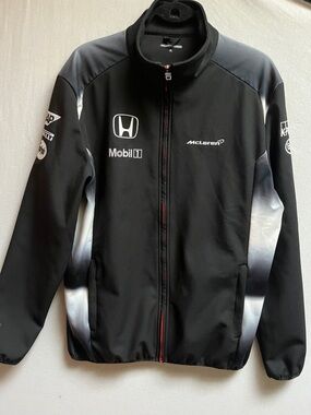McLaren Honda F1 Racing Teamwear Softshell Track Jacket Black Mens XL